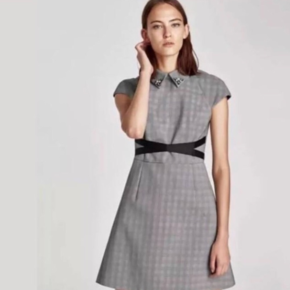 ZARA collared edgy plaid dress